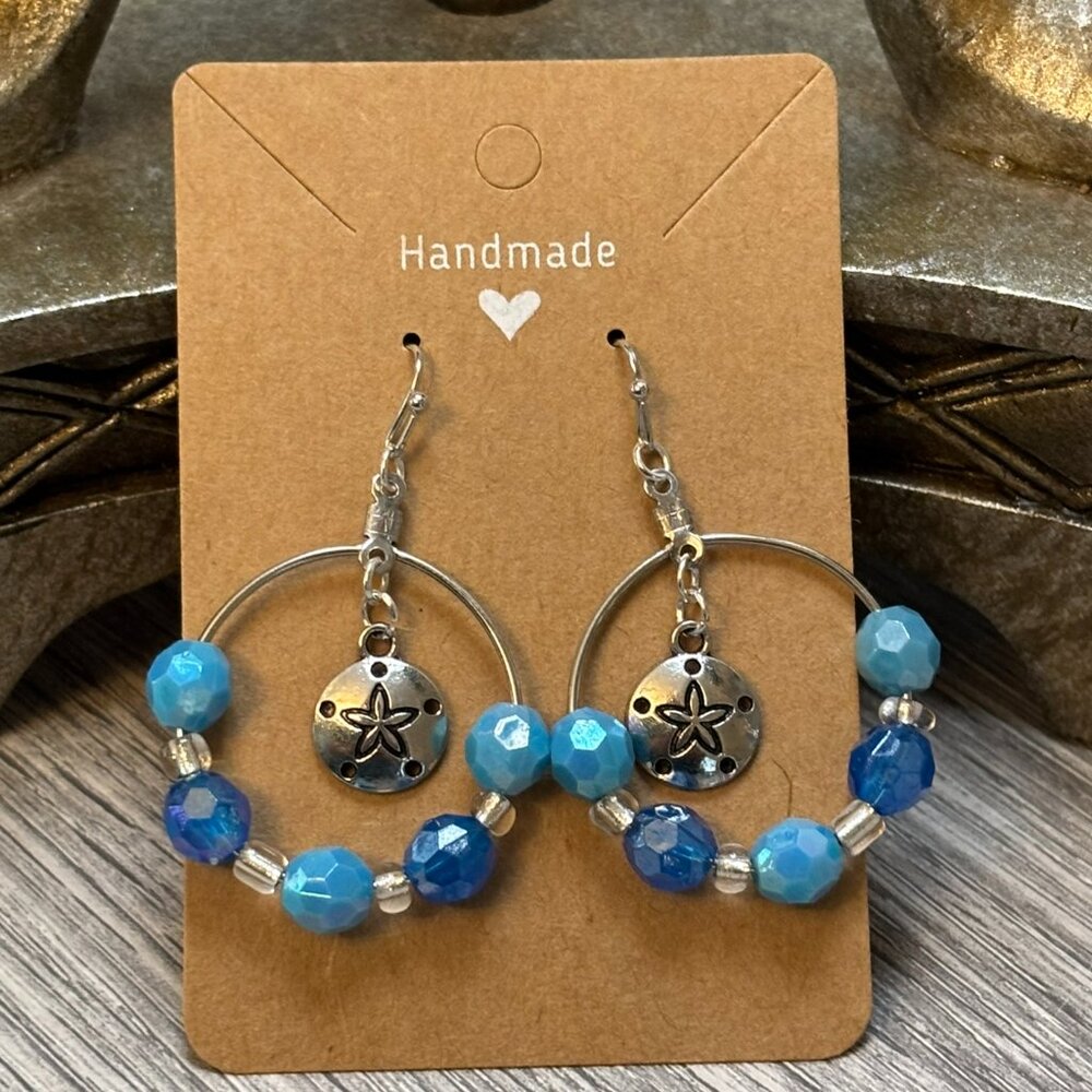Starfish Charm Ocean Hoop Earrings